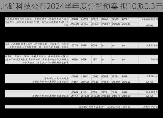 北矿科技公布2024半年度分配预案 拟10派0.3元