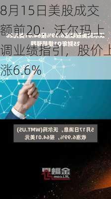 8月15日美股成交额前20：沃尔玛上调业绩指引，股价上涨6.6%