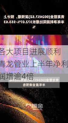 各大项目进展顺利 青龙管业上半年净利润增逾4倍