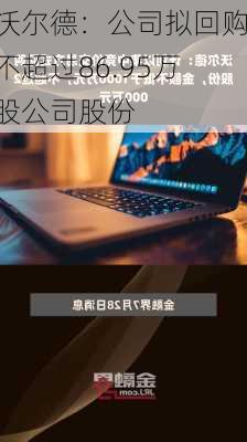 沃尔德：公司拟回购不超过86.95万股公司股份