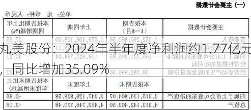 丸美股份：2024年半年度净利润约1.77亿元，同比增加35.09%