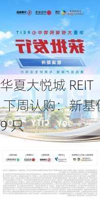 华夏大悦城 REIT 下周认购：新基仅 9 只