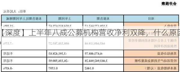 【深度】上半年八成公募机构营收净利双降，什么原因？