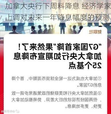 加拿大央行下周料降息 经济学家上调对未来一年降息幅度的预测