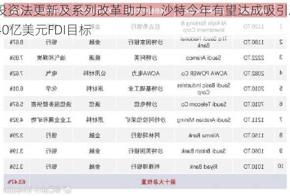 投资法更新及系列改革助力！沙特今年有望达成吸引240亿美元FDI目标