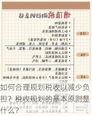 如何合理规划税收以减少负担？税收规划的基本原则是什么？