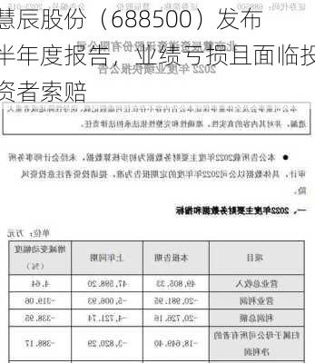 慧辰股份（688500）发布半年度报告，业绩亏损且面临投资者索赔