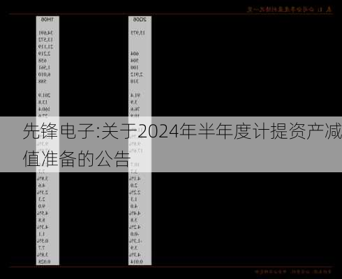 先锋电子:关于2024年半年度计提资产减值准备的公告