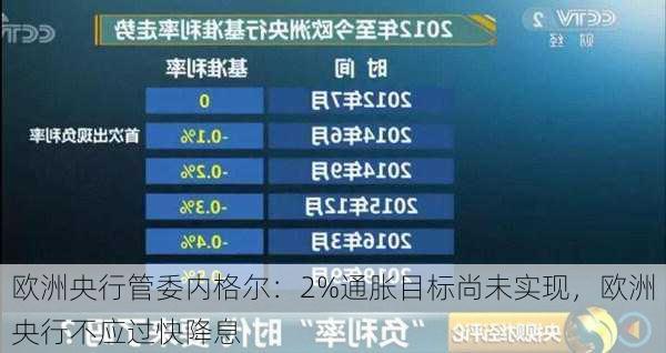 欧洲央行管委内格尔：2%通胀目标尚未实现，欧洲央行不应过快降息