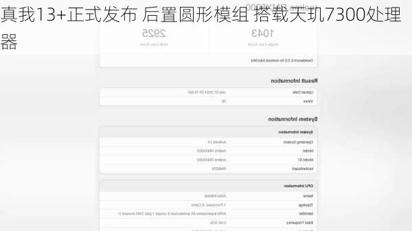 真我13+正式发布 后置圆形模组 搭载天玑7300处理器