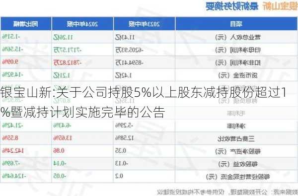 银宝山新:关于公司持股5%以上股东减持股份超过1%暨减持计划实施完毕的公告