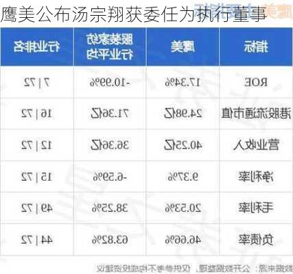 鹰美公布汤宗翔获委任为执行董事