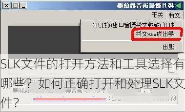 SLK文件的打开方法和工具选择有哪些？如何正确打开和处理SLK文件？