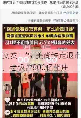 突发！*ST美尚铁定退市，老板曾800亿坐庄