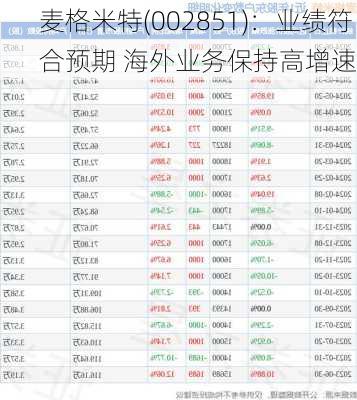 麦格米特(002851)：业绩符合预期 海外业务保持高增速
