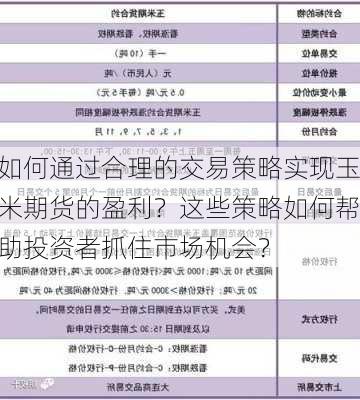 如何通过合理的交易策略实现玉米期货的盈利？这些策略如何帮助投资者抓住市场机会？