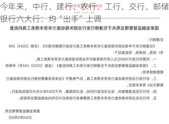 今年来，中行、建行、农行、工行、交行、邮储银行六大行：均“出手”上调