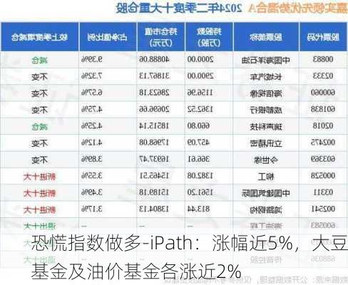 恐慌指数做多-iPath：涨幅近5%，大豆基金及油价基金各涨近2%