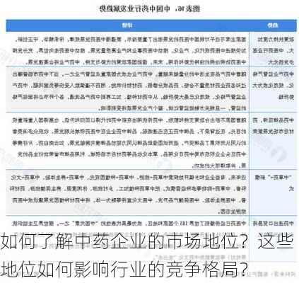 如何了解中药企业的市场地位？这些地位如何影响行业的竞争格局？