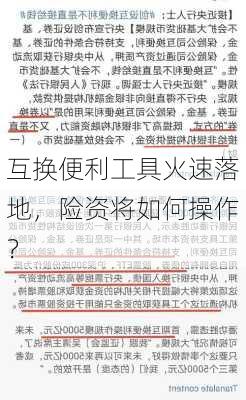 互换便利工具火速落地，险资将如何操作？