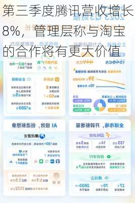 第三季度腾讯营收增长8%，管理层称与淘宝的合作将有更大价值