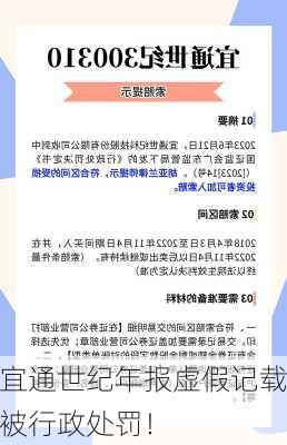 宜通世纪年报虚假记载被行政处罚！