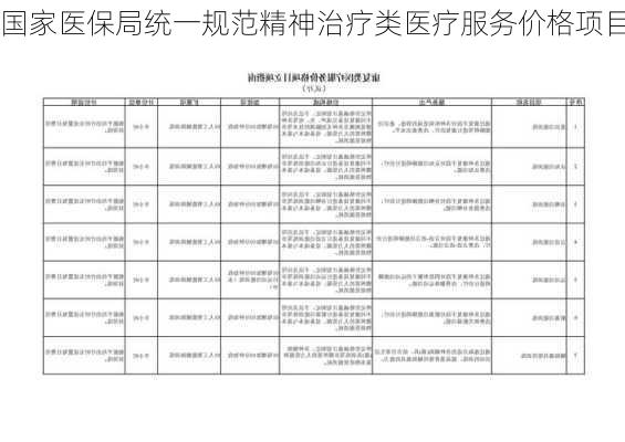 国家医保局统一规范精神治疗类医疗服务价格项目