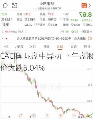 CACI国际盘中异动 下午盘股价大跌5.04%