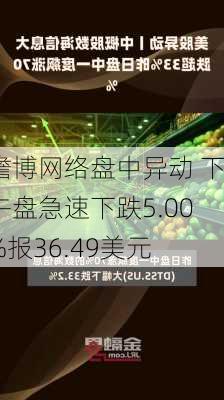 瞻博网络盘中异动 下午盘急速下跌5.00%报36.49美元