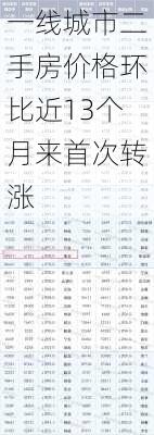 一线城市二手房价格环比近13个月来首次转涨